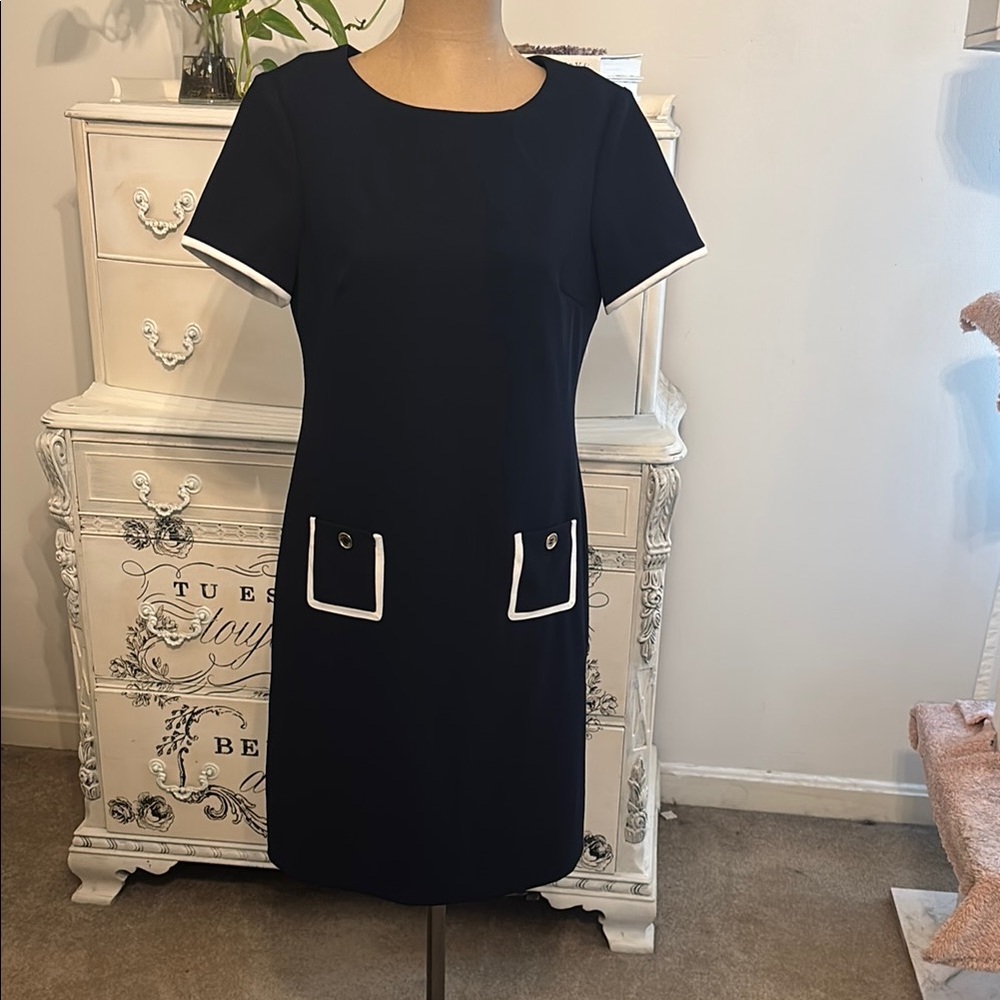 Tommy Hilfiger Navy Blue Dress with White Accents